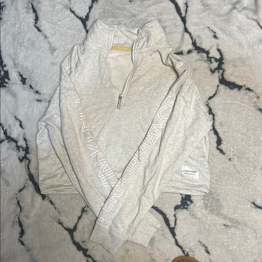 Calvin Klein Performance Cropped Gray Zip Up Sweater (S)